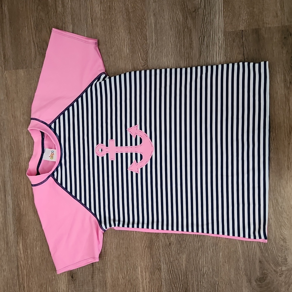 Circo Stripes Anchor Symbol Girl's Rashguard Size XL